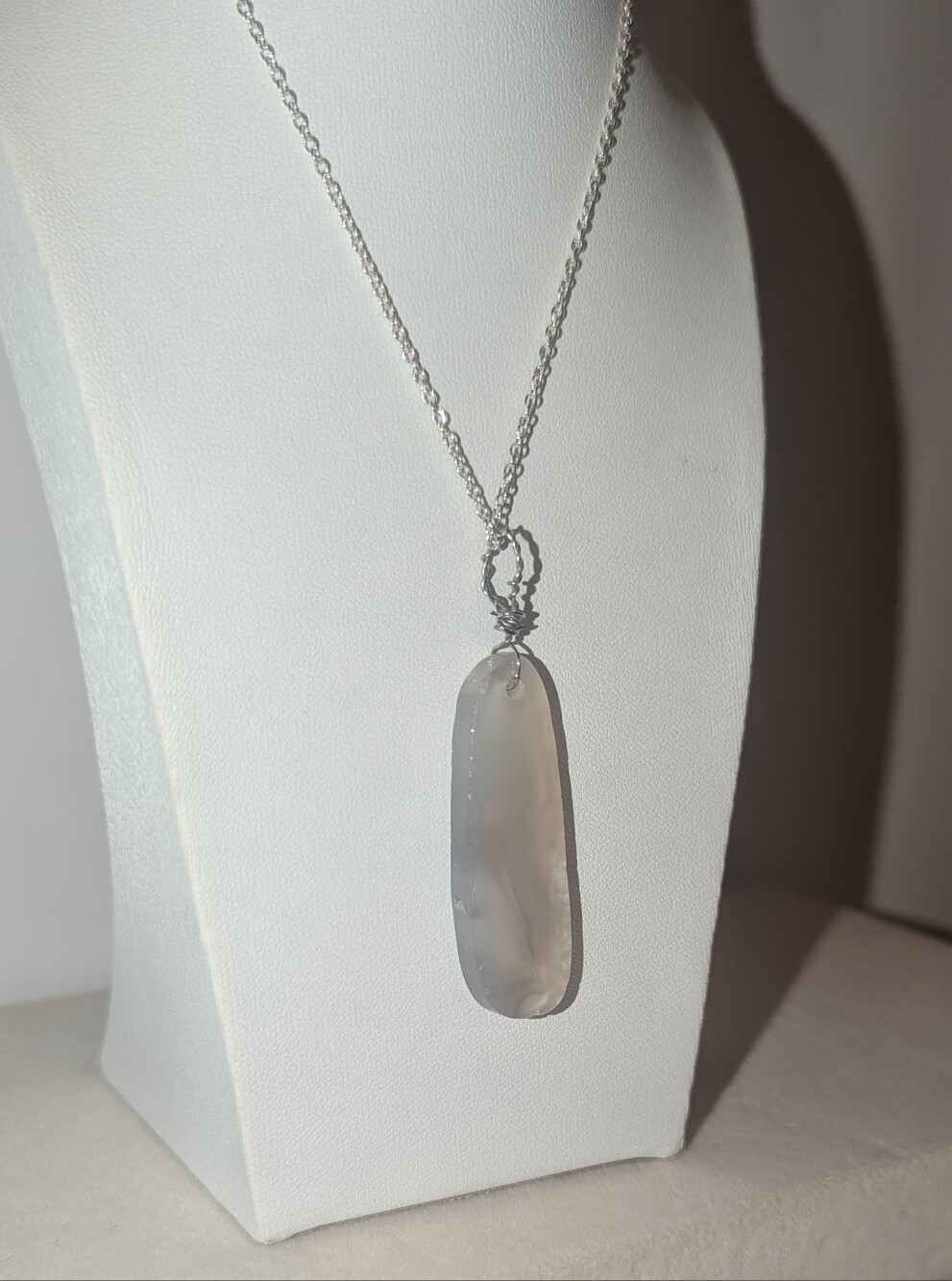 Smokey Agate Pendant Necklace on Sterling Plated Chain P042926-12